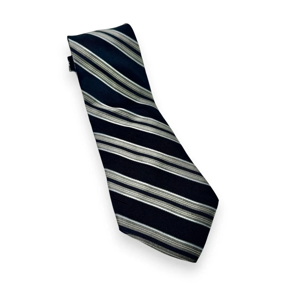 Express Mens‎ Silk Tie 62 x 3.5 LONG Navy Silver Stripe Business Tall Formal USA